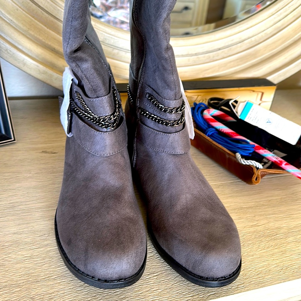 Brand new knee high gray boots